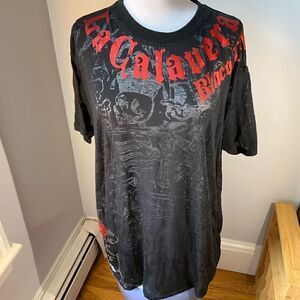 La Cosa Nuestra 2X, Black Sheer TShirt. So cool! Skulls, Roses, Mexico. RARE.5/5